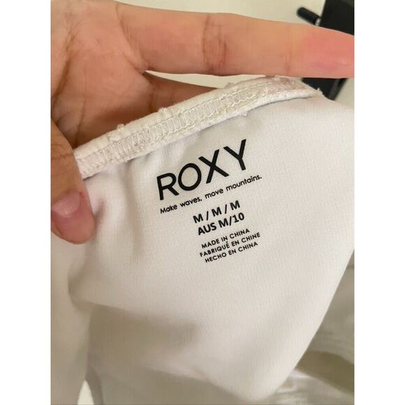 Roxy Bikini Bottom Women's Medium Swimwear Quiet Beauty White Moderate Mid Waist - Picture 6 of 6